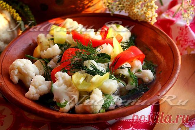 Маринованная цветная капуста с перцем на зиму - рецепт с фото