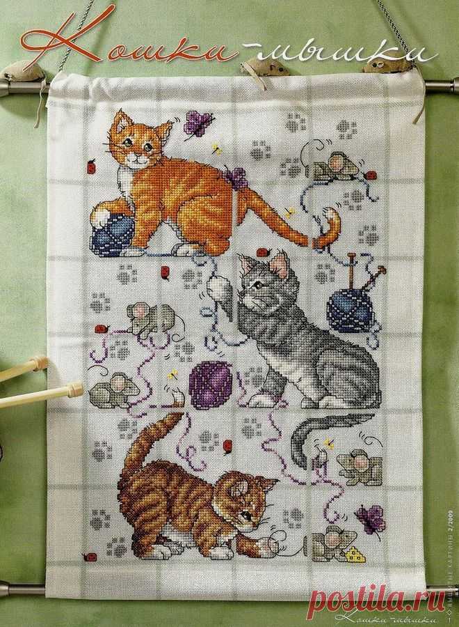 Кошки-мышки (вышивка крестиком, схема)