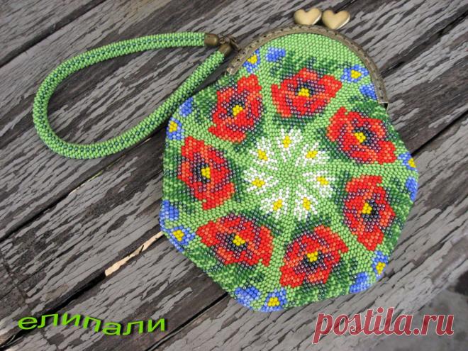 Кошелек-косметичка с маками | biser.info - всё о бисере и бисерном творчестве