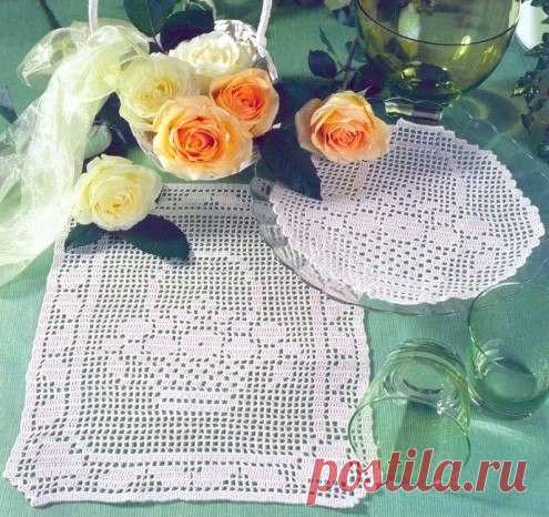 Корзина с фруктами - комплект салфеток в филейной технике