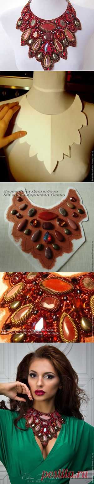 МК по вышивке колье "Королева осени" - Ярмарка Мастеров - ручная работа, handmade