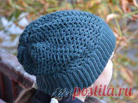 Шапка-бини узором "Чайки" | Crochet by Ellej | Вязание крючком от Елены Кожухарь