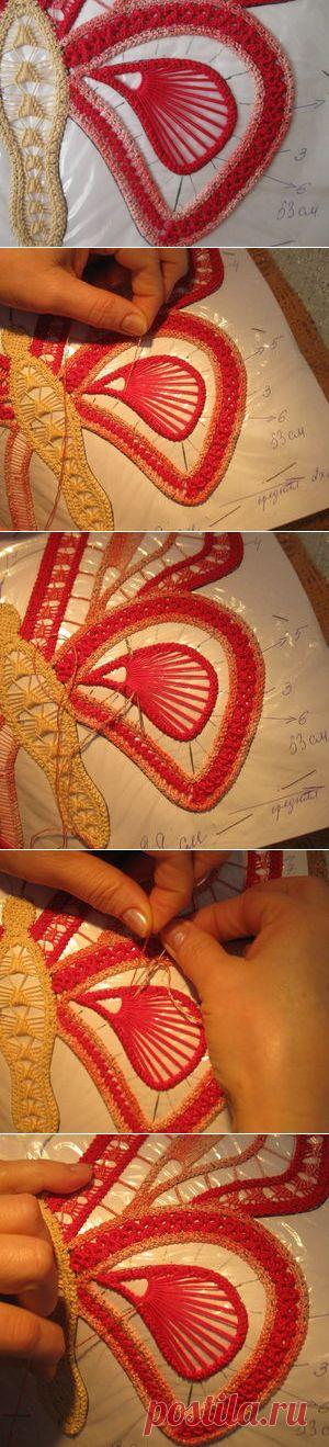 Irish crochet &: Бабочка. Румынское кружево. Подробный МК