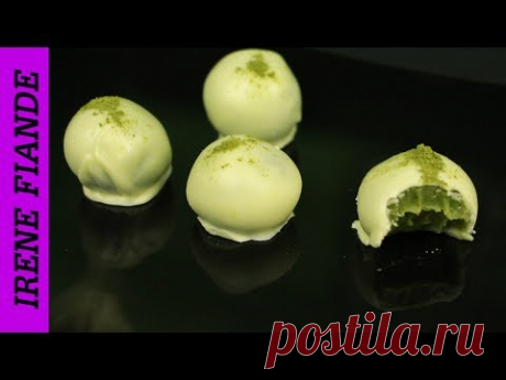 Шоколадные трюфели с белым шоколадом и зелёным чаем Матча