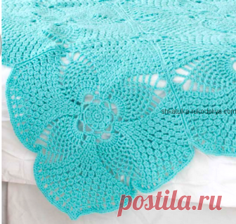 Плед мотивами крючком Плед мотивами крючком. Вязаный своими руками бирюзовый плед