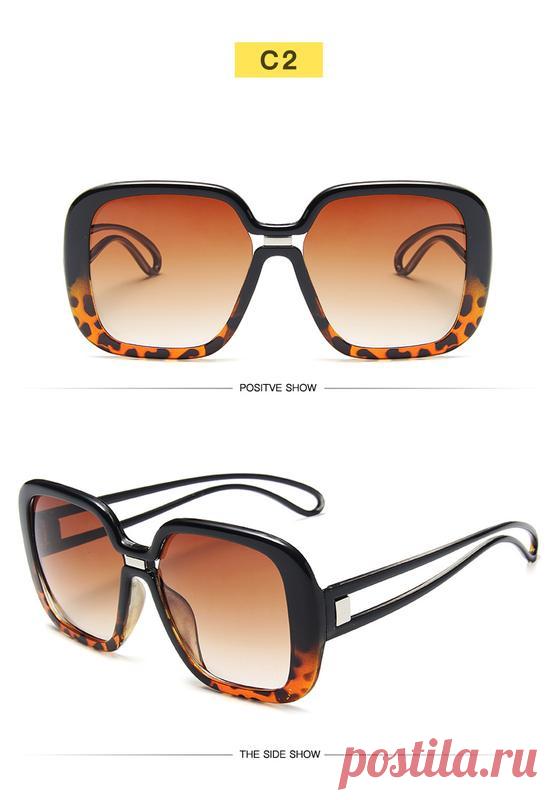 Крупные солнцезащитные очки-стрекозы с коричневым градиентом и черно-леопардовой оправой за 245 грн. | Шафа