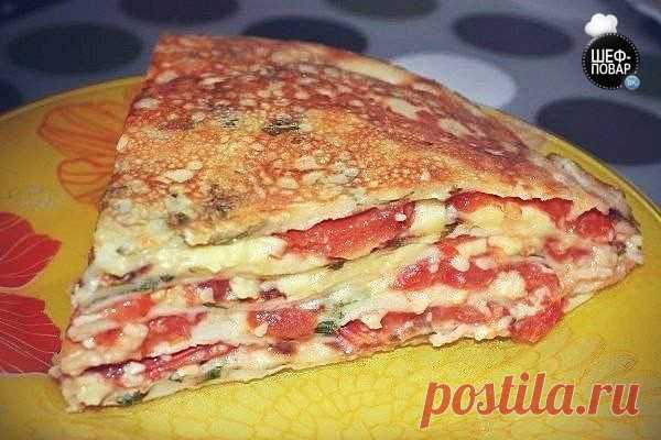 Блинный торт с помидорами | Банк кулинарных рецептов