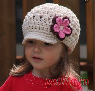 Кепка с цветочком для девочки крючком
 группа 