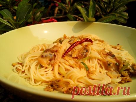 Рецепт мидии со спагетти (паста) очень вкусно