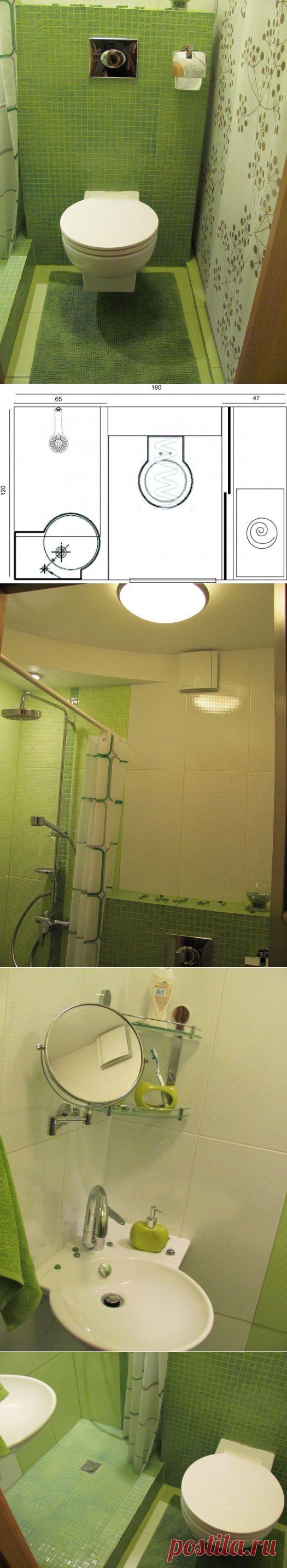 Большие возможности маленького санузла 2.25 кв.м (120х190)