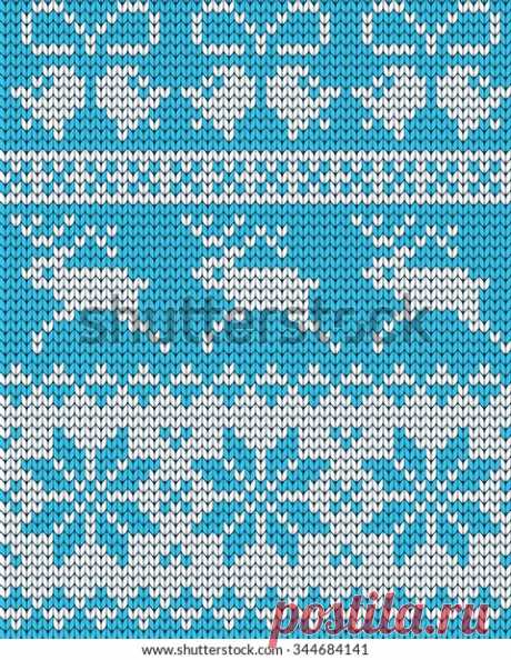 Knitted Christmas Seamless Pattern: стоковая векторная графика (без лицензионных платежей), 344684141
