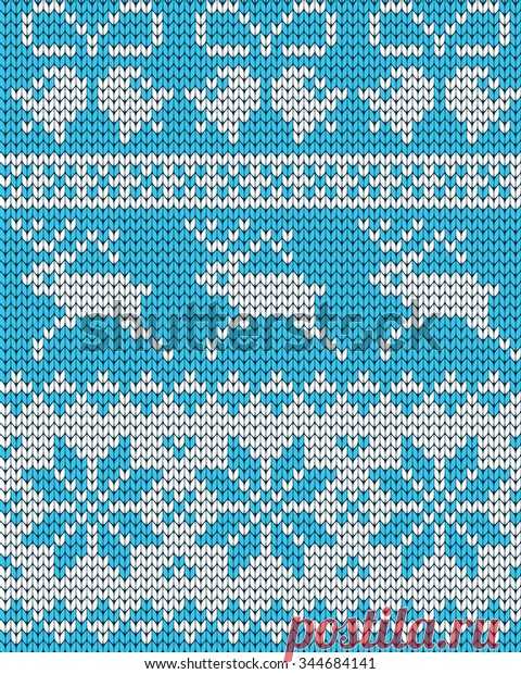 Knitted Christmas Seamless Pattern: стоковая векторная графика (без лицензионных платежей), 344684141