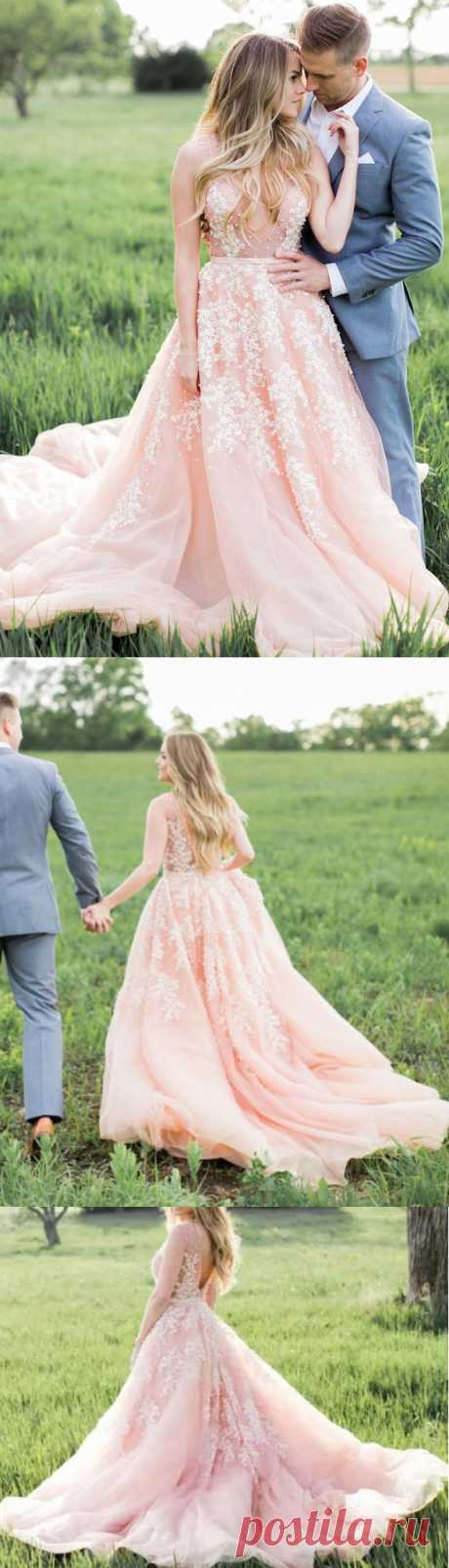 On Sale Sleeveless Wedding Dress Long Pink Wedding Dresses With Chiffon Zipper Beaded/Beading Nice Dresses WF02G53-102