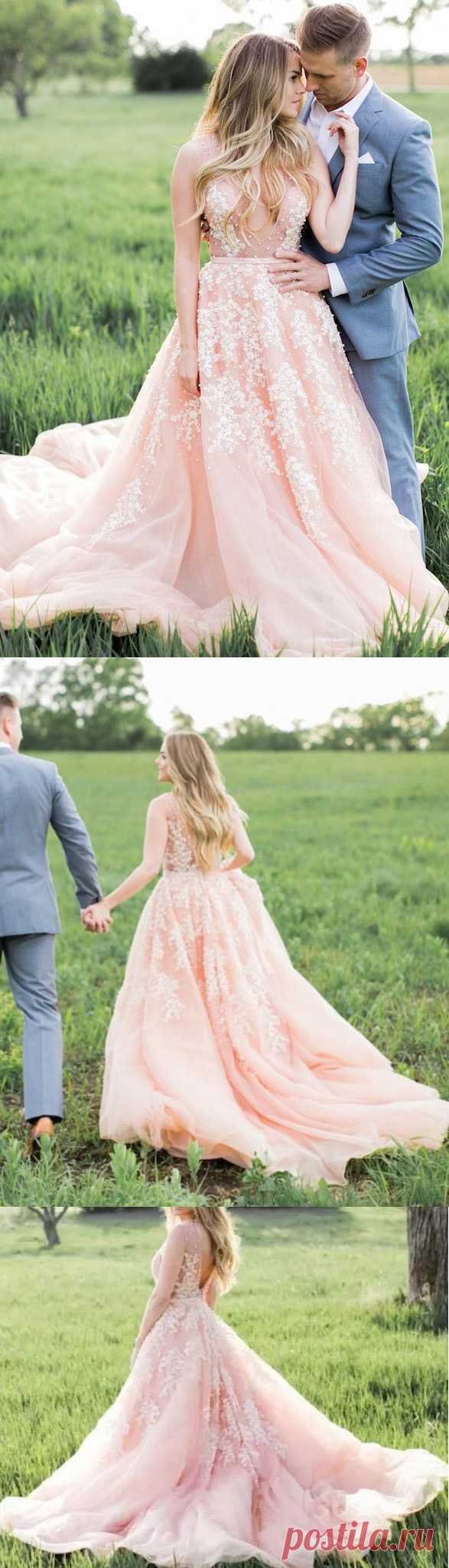 On Sale Sleeveless Wedding Dress Long Pink Wedding Dresses With Chiffon Zipper Beaded/Beading Nice Dresses WF02G53-102
