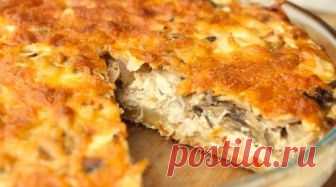 Классический лоранский пирог с курицей и грибами
