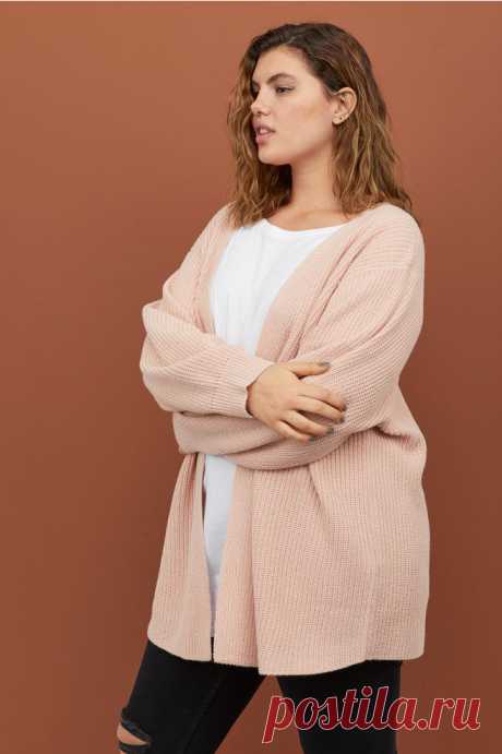 H&M+ Кардиган рельефной вязки - Powder pink - Женщины | H&M RU