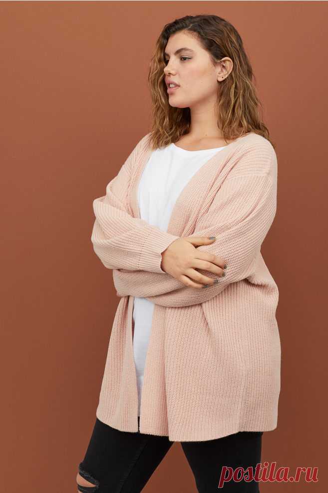 H&M+ Кардиган рельефной вязки - Powder pink - Женщины | H&M RU