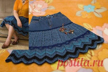 Юбка из старых джинсов