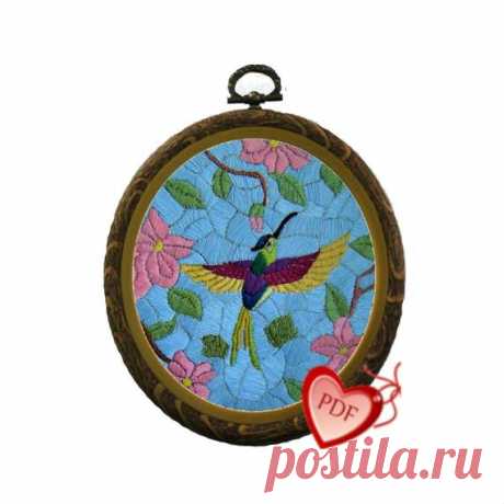 Tropical Bird among Flowers Thread Painting Pattern, Needlepoint Embroidery Pattern, Silk Shading Floral Needle Painting Stitchery Pattern Tropical Bird among Flowers. Gorgeous floral embroidery design. The entire composition is embroidered with only a satin stitch. The diagram in the pattern shows how to perform it. The work does not require a high level of skill, but requires patience and accuracy.  The picture is embroidered with