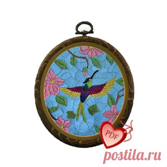 Tropical Bird among Flowers Thread Painting Pattern, Needlepoint Embroidery Pattern, Silk Shading Floral Needle Painting Stitchery Pattern Tropical Bird among Flowers. Gorgeous floral embroidery design. The entire composition is embroidered with only a satin stitch. The diagram in the pattern shows how to perform it. The work does not require a high level of skill, but requires patience and accuracy.  The picture is embroidered with