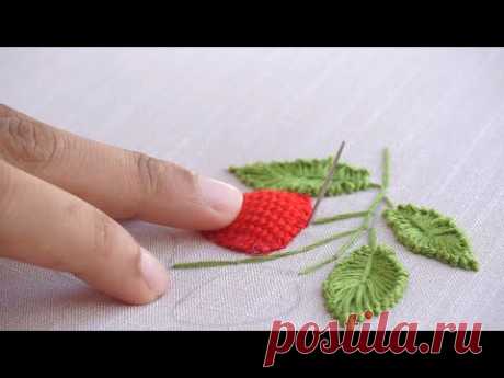 How to Embroider a Strawberry: Stitching Tutorial for Beginners by HandiWorks