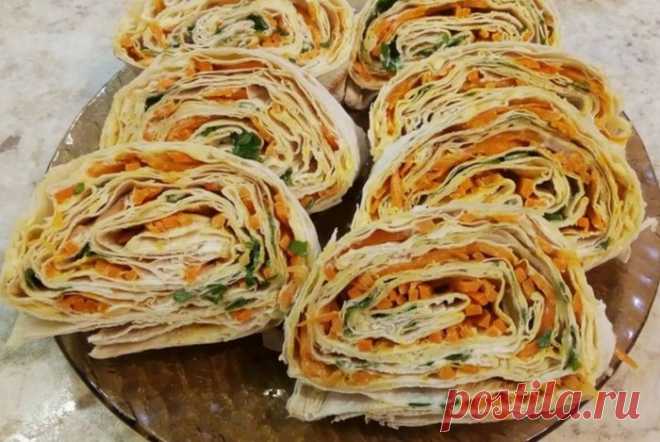 Быстрый рецепт лаваша с морковью и яйцом. Вкуснотища