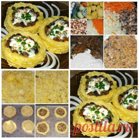 Картофельные гнезда с грибами: закуска, которую расхваливают больше, чем мясо!
