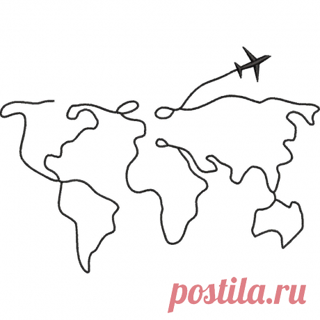 Travel Line Art Stickdatei - Etsy.de