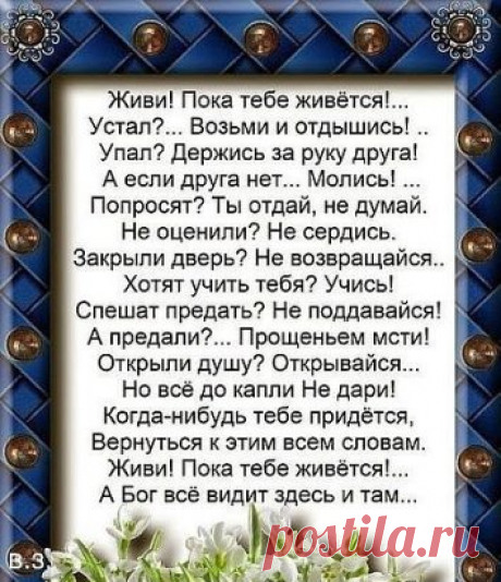 Самый драгоценный подарок от Бога, это Любовь и Здоровье. Если люди не научатся ценить этот дар, они никогда не проживут эту жизнь с пользой...
↓↓↓Откройте тему ↓↓↓ Смотрите ниже  ↓↓↓