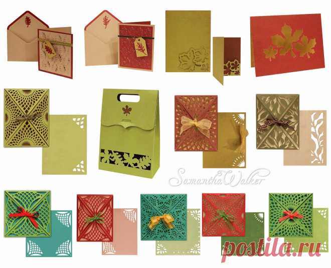 Samantha Walker's Imaginary World: Silhouette Tutorial: Card Wraps, Fall Pop-Up cards, and window bag