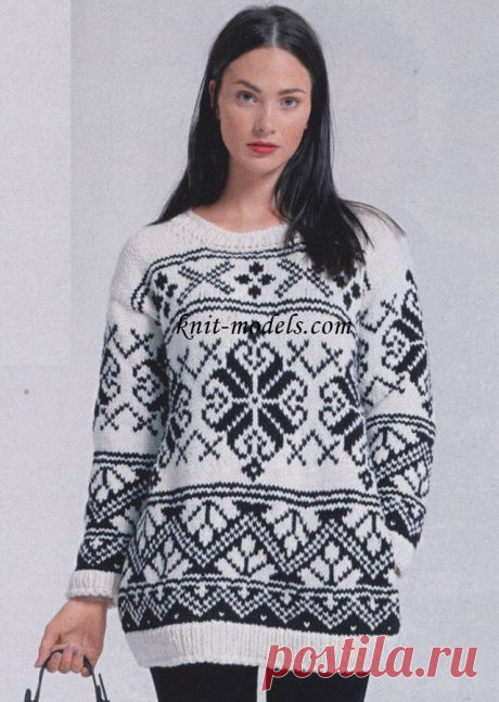 Пуловер с норвежским узором