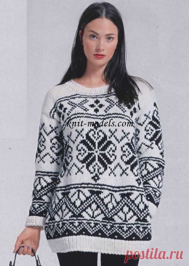 Пуловер с норвежским узором