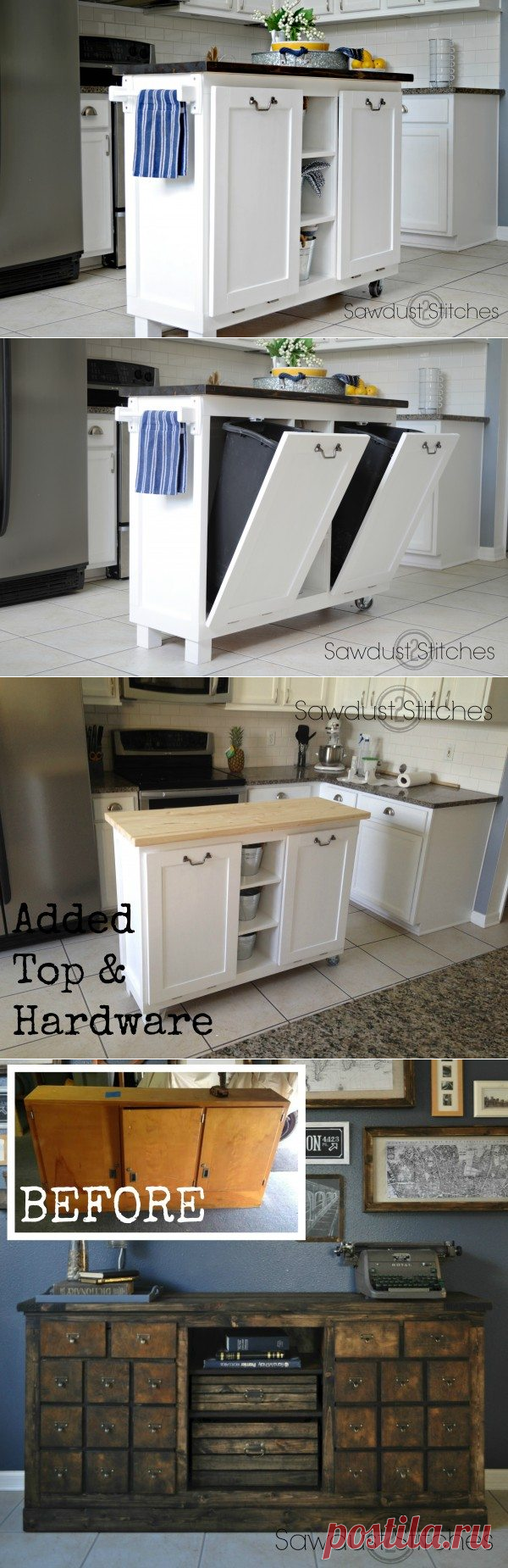 Cabinet Transformed Into A Kitchen Island - Sawdust 2 Stitches