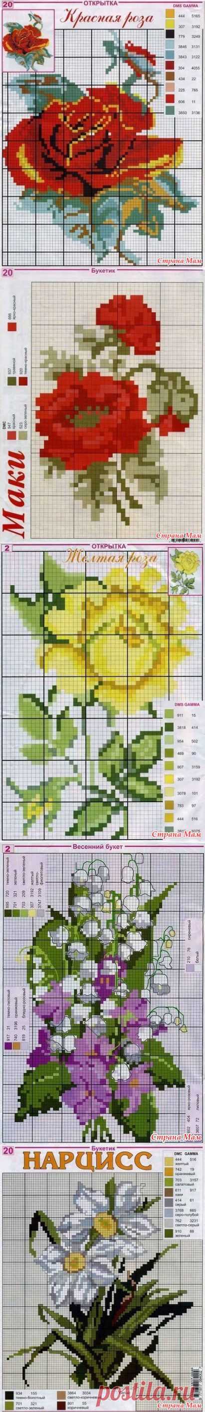 Цветочные вышивки крестиком - Клуб рукоделия - Страна Мам