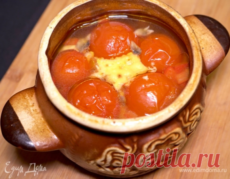 Вкусное жаркое в горшочках. Ингредиенты: говядина, шампиньоны, перец сладкий