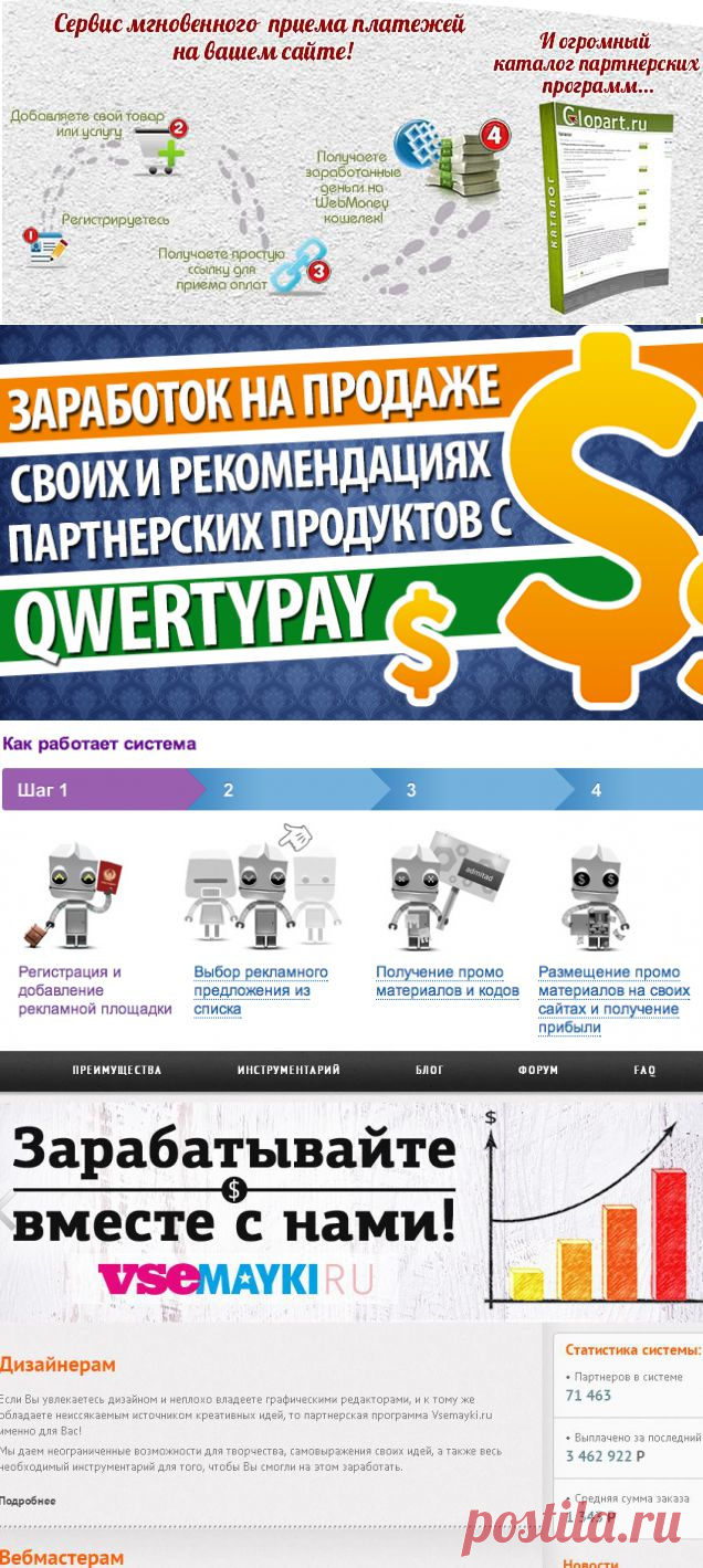 Сервисы партнерских программ | Все виды и способы заработка в интернете