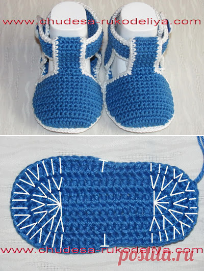 ЧУДЕСА РУКОДЕЛИЯ: Пинетки-сандалики крючком МК