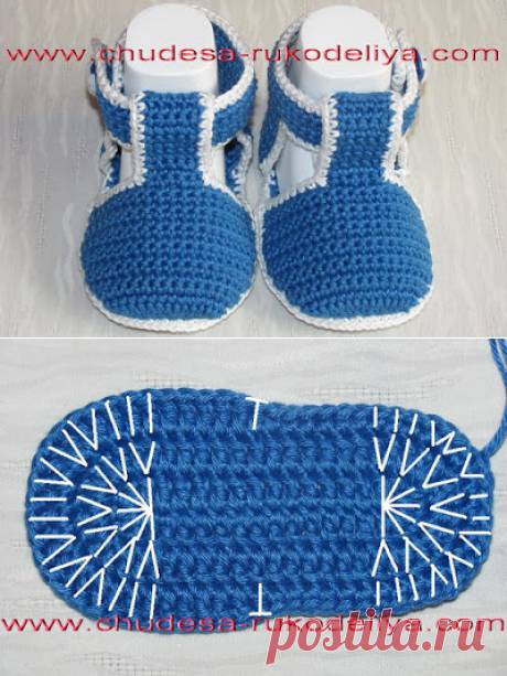 ЧУДЕСА РУКОДЕЛИЯ: Пинетки-сандалики крючком МК
