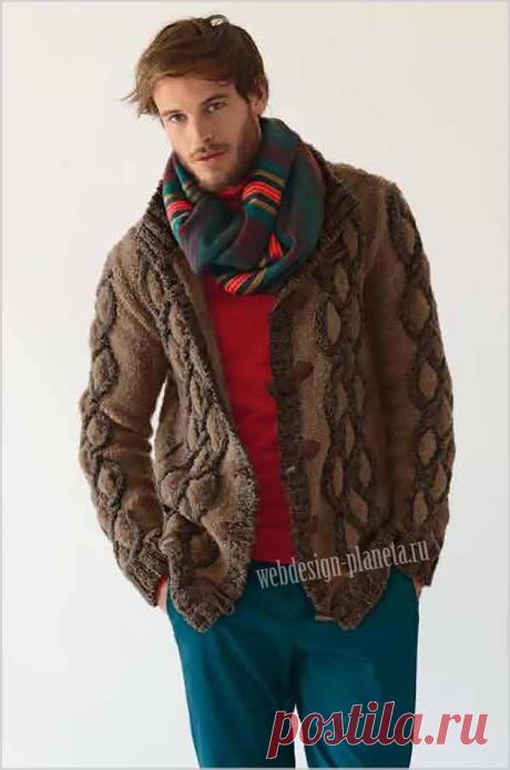 Мужской жакет спицами с двухцветным узором | Вязание спицами, вязание крючком | Мир увлечений современной женщины.