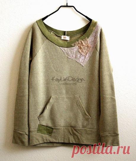 Комбинированное вязание и декор футболок / Худи, свитшоты и толстовки: идеи декора /