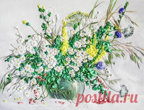 Embroidery Picture Meadow flowers. Silk ribbons от YakovlevaLena