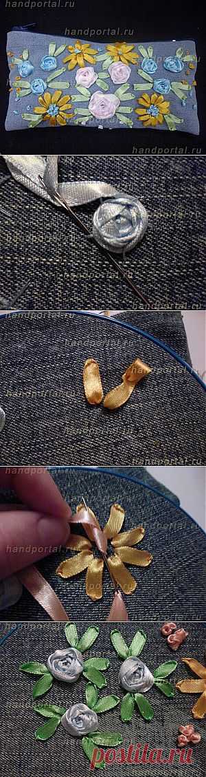 Пенал, украшенный вышивкой из лент (мастер-класс) | Умелые ручки