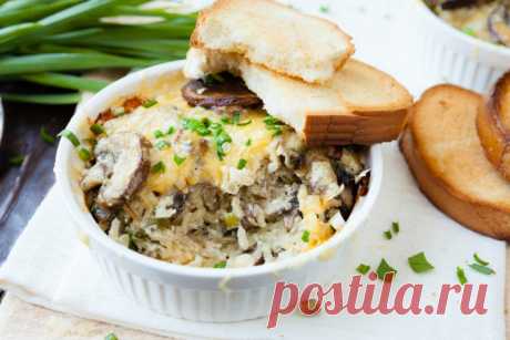 Оригинальный рецепт исковой запеканки с грибами и сыром
