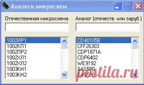 Аналоги микросхем - Справочники - Программы - Приднестровский портал радиолюбителей