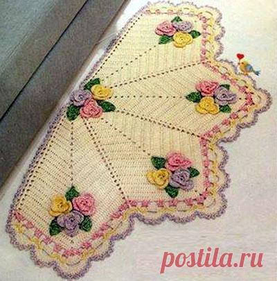 Полукруглый коврик крючком