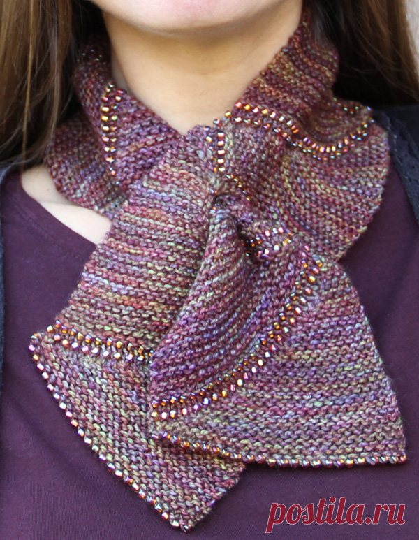 short scarf patterns | ... short row scarflette with beads outlining each section of the scarf short scarf patterns | ... short row scarflette with beads outlining each section of the scarf