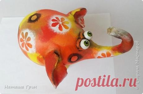 Симпатяга слоник из папье маше, украшаем интерьер..