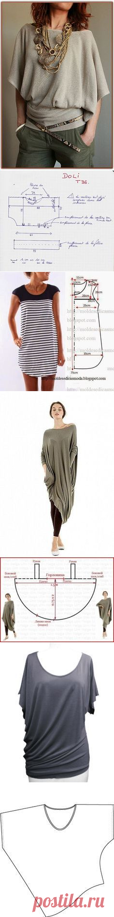 (2) Cortar y coser vestidos de silueta recta, con mangas cortas y grandes bolsillos - casa las mamás | выкройки