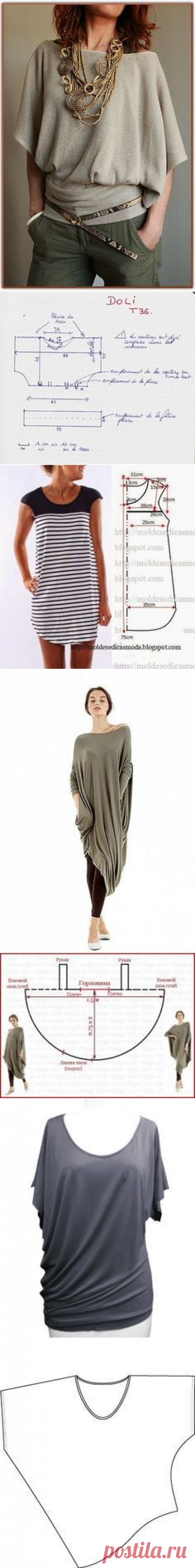 (2) Cortar y coser vestidos de silueta recta, con mangas cortas y grandes bolsillos - casa las mamás | выкройки