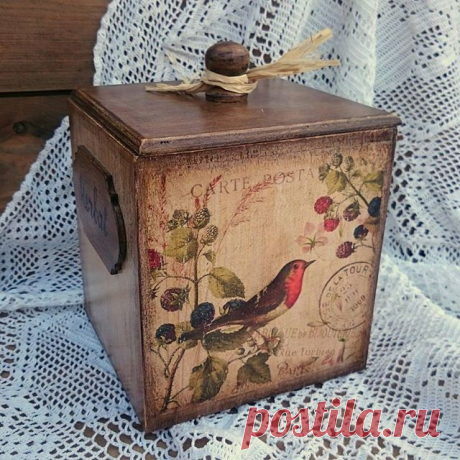 Короб для сыпучих продуктов #декупаж  карта #baseofart #творюсчипарт